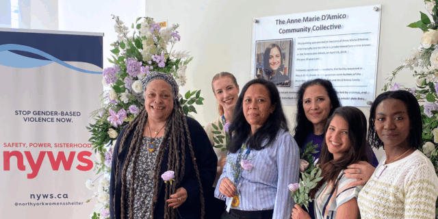 2504 Admin staff picture. From left to right: Carol Latchford (Executive Director), Rachel Morrison (Sr. Manager, Fund Development), Paula Rabefiringa (Manager, Finance & Admin.), Jhoanel Lucero Ruiz (Manager, Programs & Services), Farzeen Foda (Sr. Manager, Human Resources), Claudia Legault (Supervisor, Programs & Services)